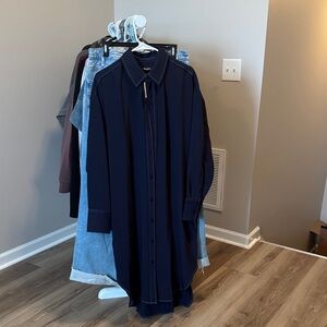 Navy Blue Button-Up Shirt Dress